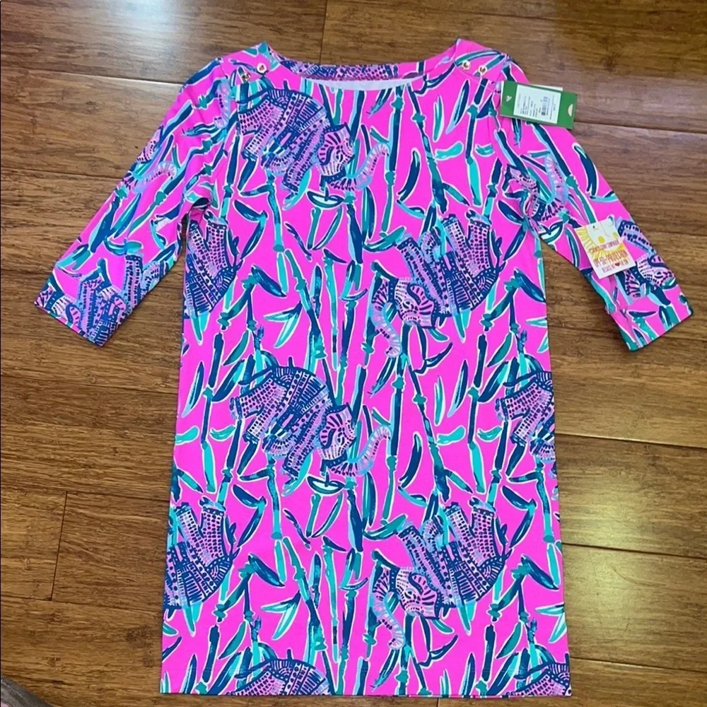 Lilly Pulitzer UPS 50+ mini Sophie dress in Mandevilla pink extra lucky L&XL NWT